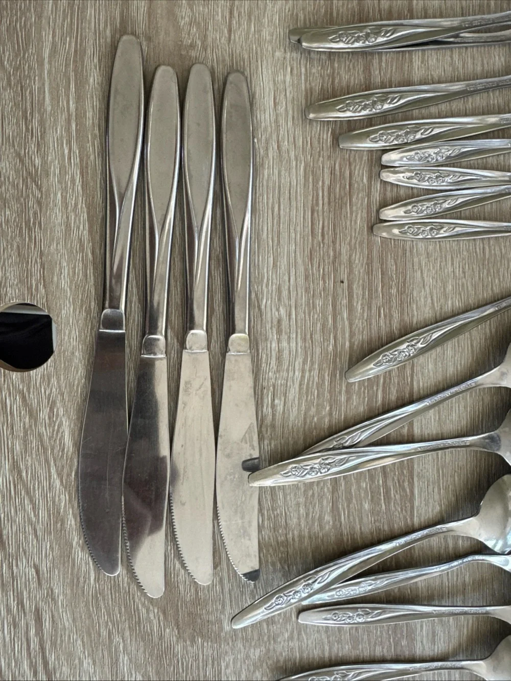Vintage Superior Stainless Radiant Rose Stainless Steel Floral Flatware Set